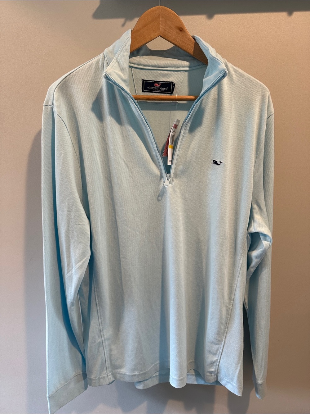 Vineyard Vines Medium Fashion Knits Plush Twill Pale Sky Quarter Zip Pullover